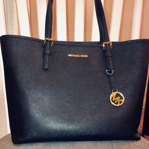 Michael Kors Black Tote with Gold MK Charm